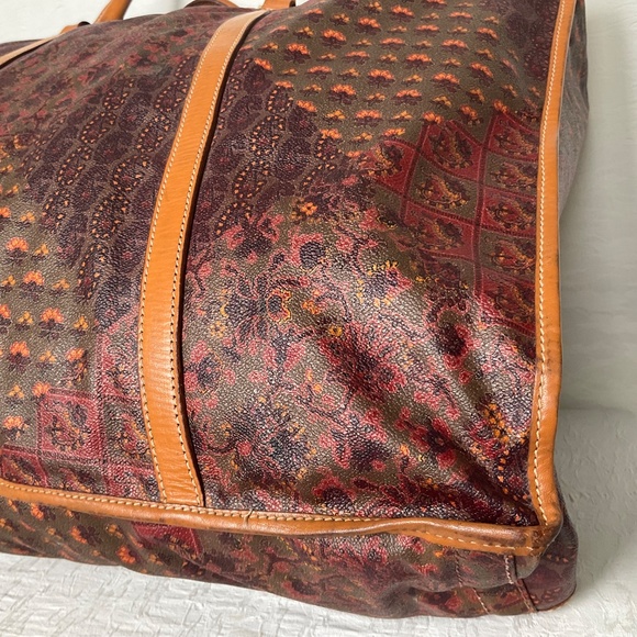 Suitcase Large Soft Sided Coated Canvas Top Handle Bag Packable Paisley Floral - Picture 8 of 16